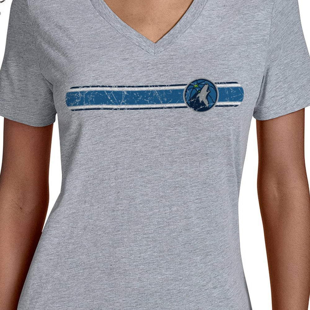 Minnesota Timberwolves Starter Women's Team Stripe V-Neck T-Shirt