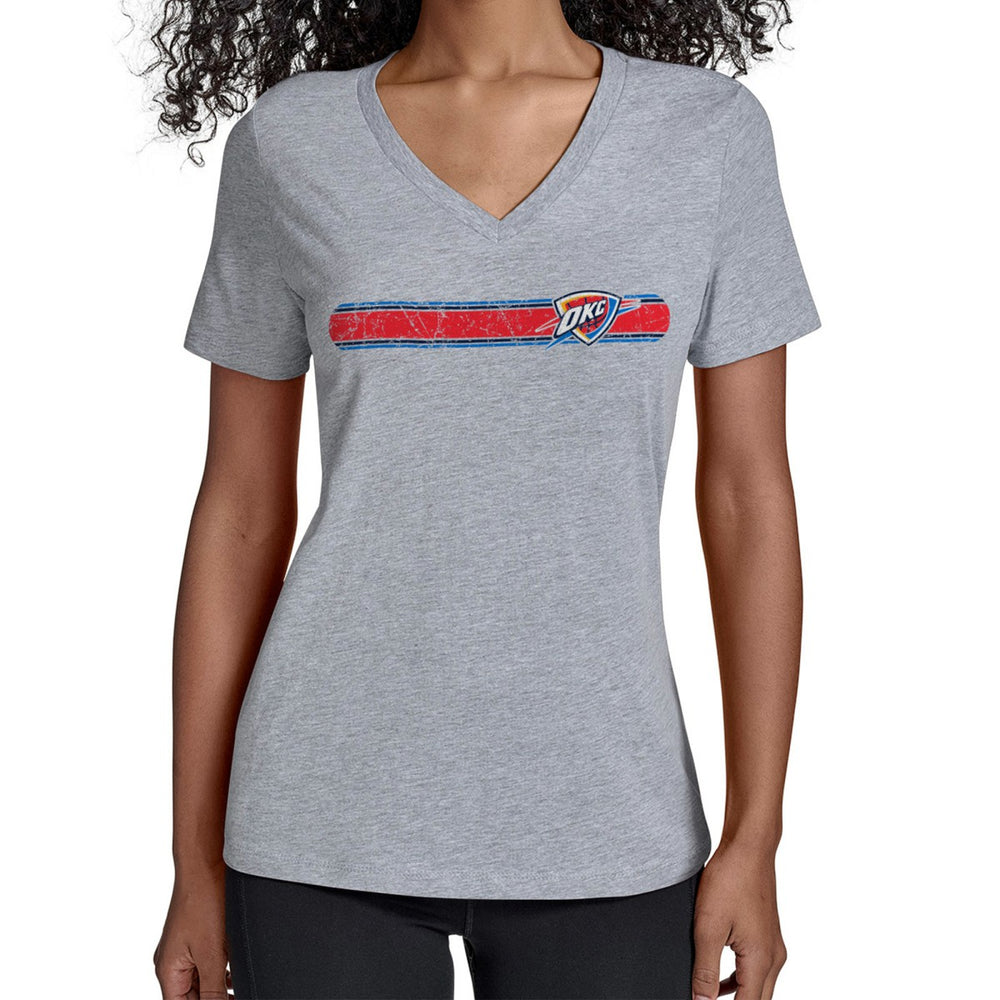 Oklahoma City Thunder Starter Women's Team Stripe V-Neck T-Shirt
