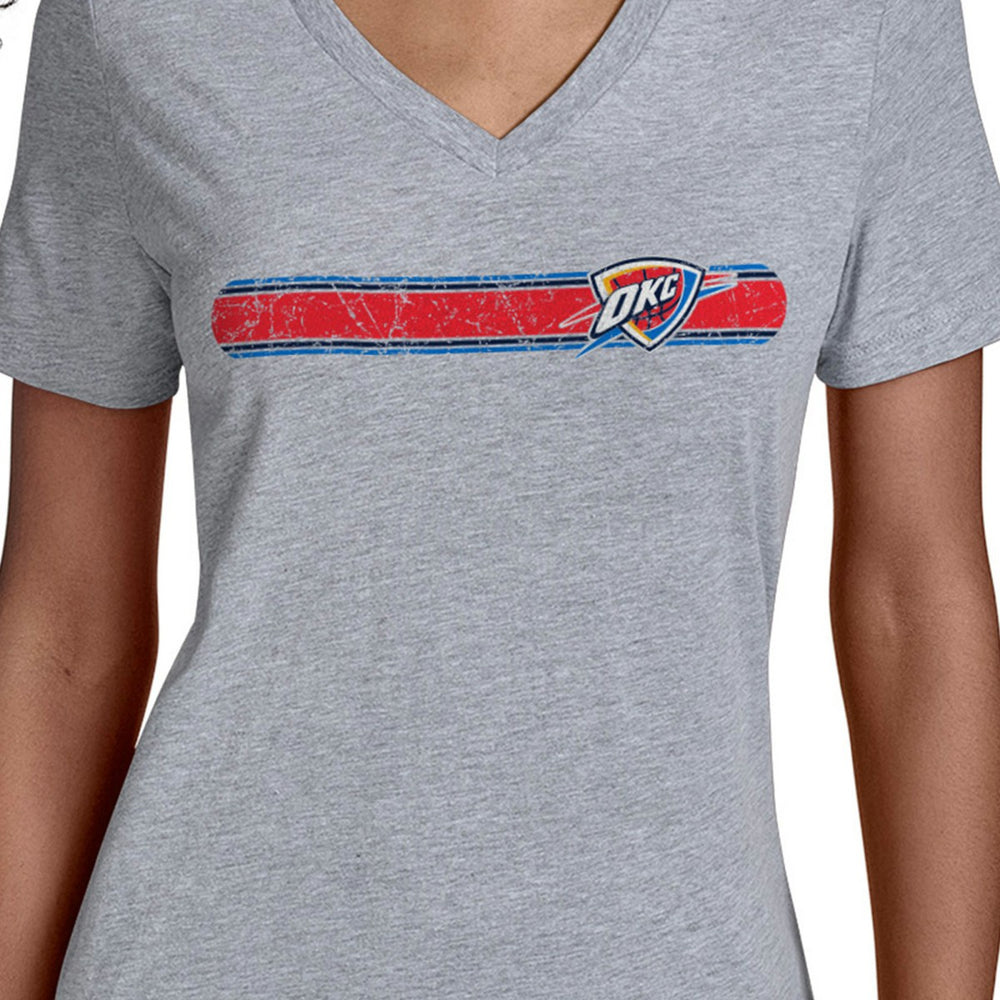 Oklahoma City Thunder Starter Women's Team Stripe V-Neck T-Shirt