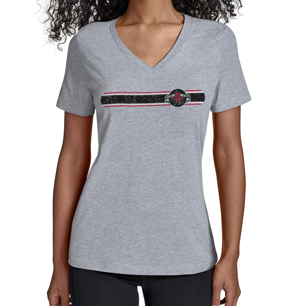 Houston Rockets Starter Women's Team Stripe V-Neck T-Shirt
