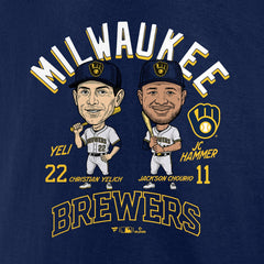 Navy Jackson Chourio & Christian Yelich Milwaukee Brewers Player Duo T-Shirt
