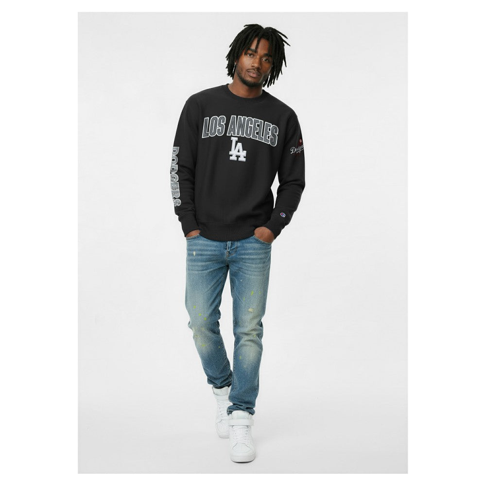 Black Los Angeles Dodgers Champion Reverse Weave Chenille Sweatshirt