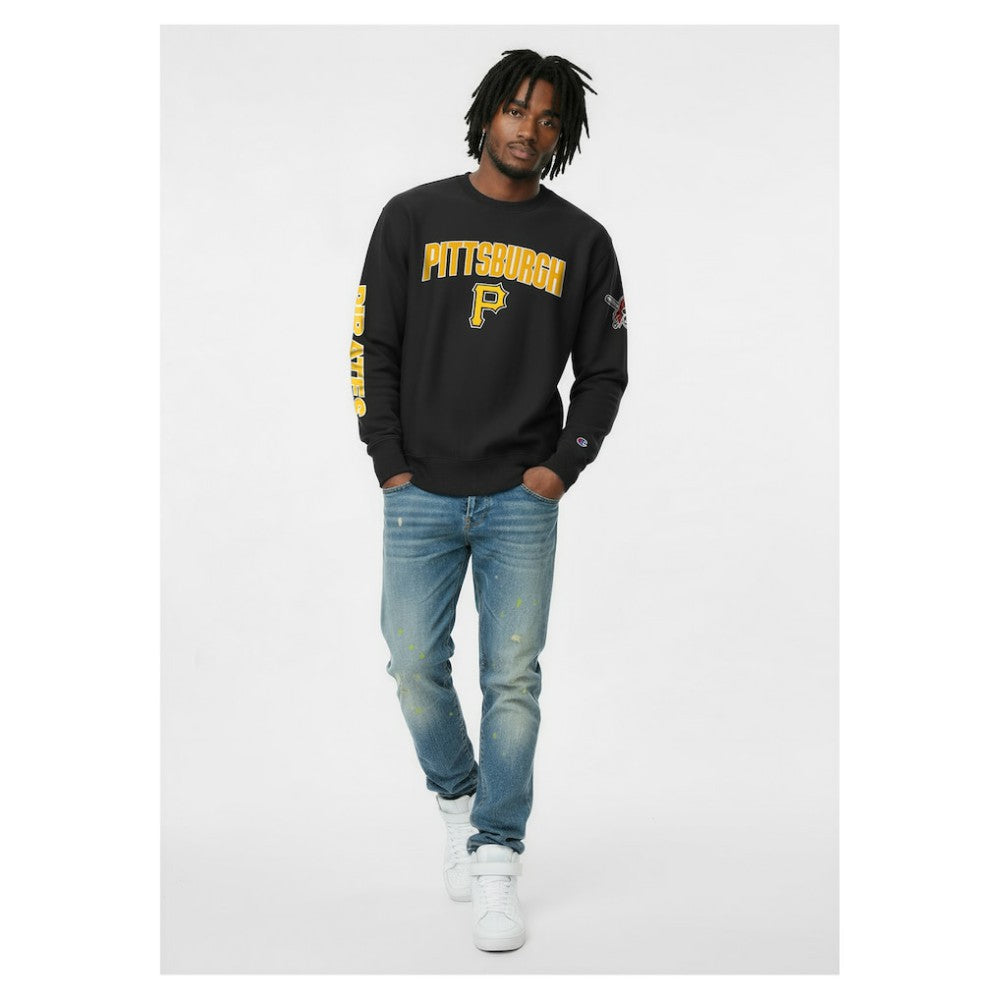 Black Pittsburgh Pirates Champion Reverse Weave Chenille Sweatshirt