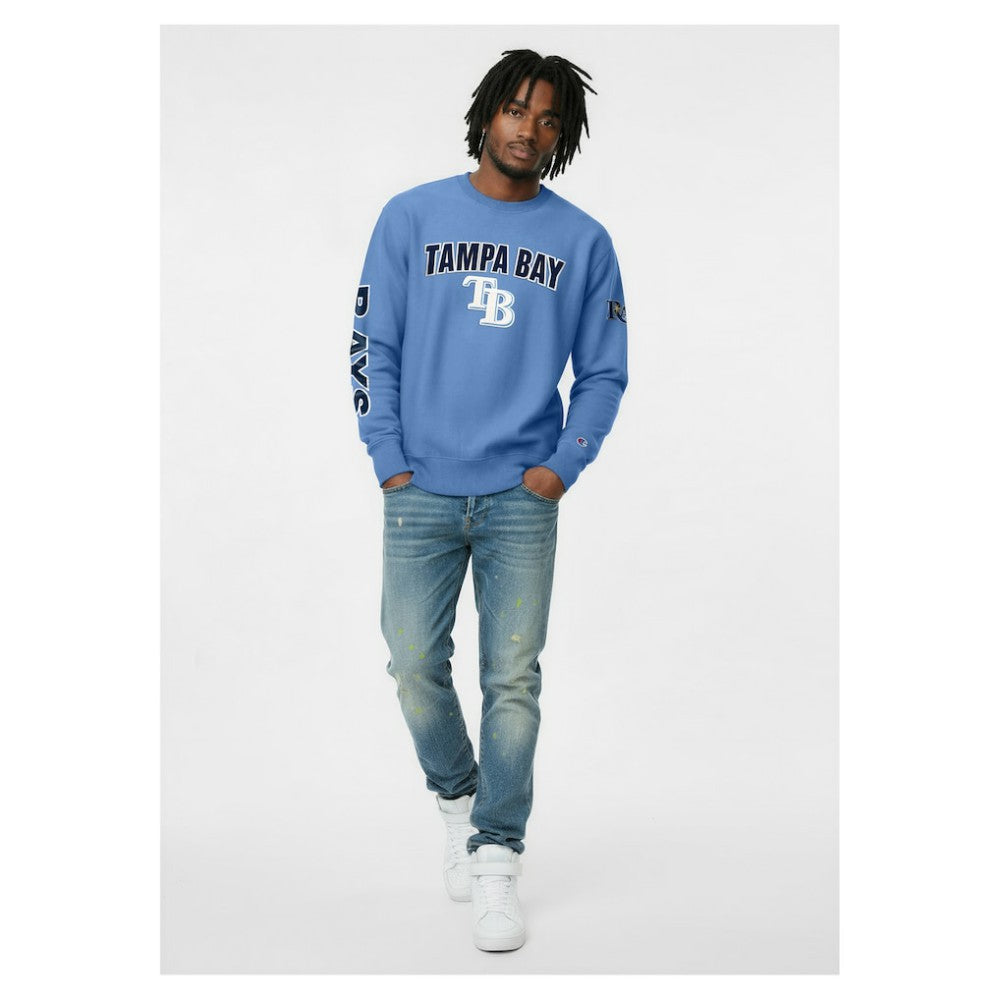 Light Blue Tampa Bay Rays Champion Reverse Weave Chenille Sweatshirt