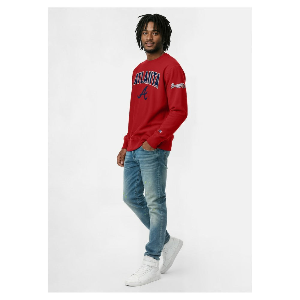 Red Atlanta Braves Champion Reverse Weave Chenille Sweatshirt