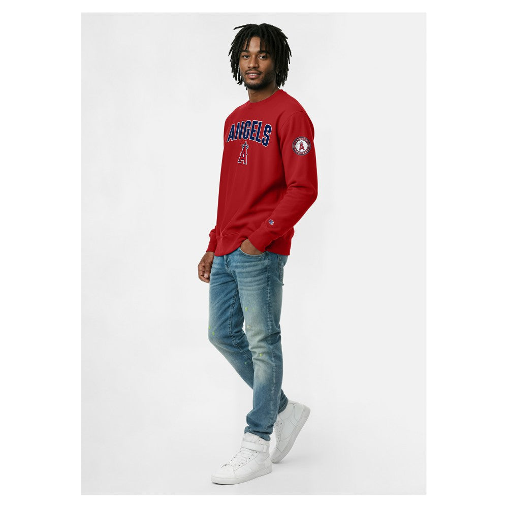 Red Los Angeles Angels Champion Reverse Weave Chenille Sweatshirt