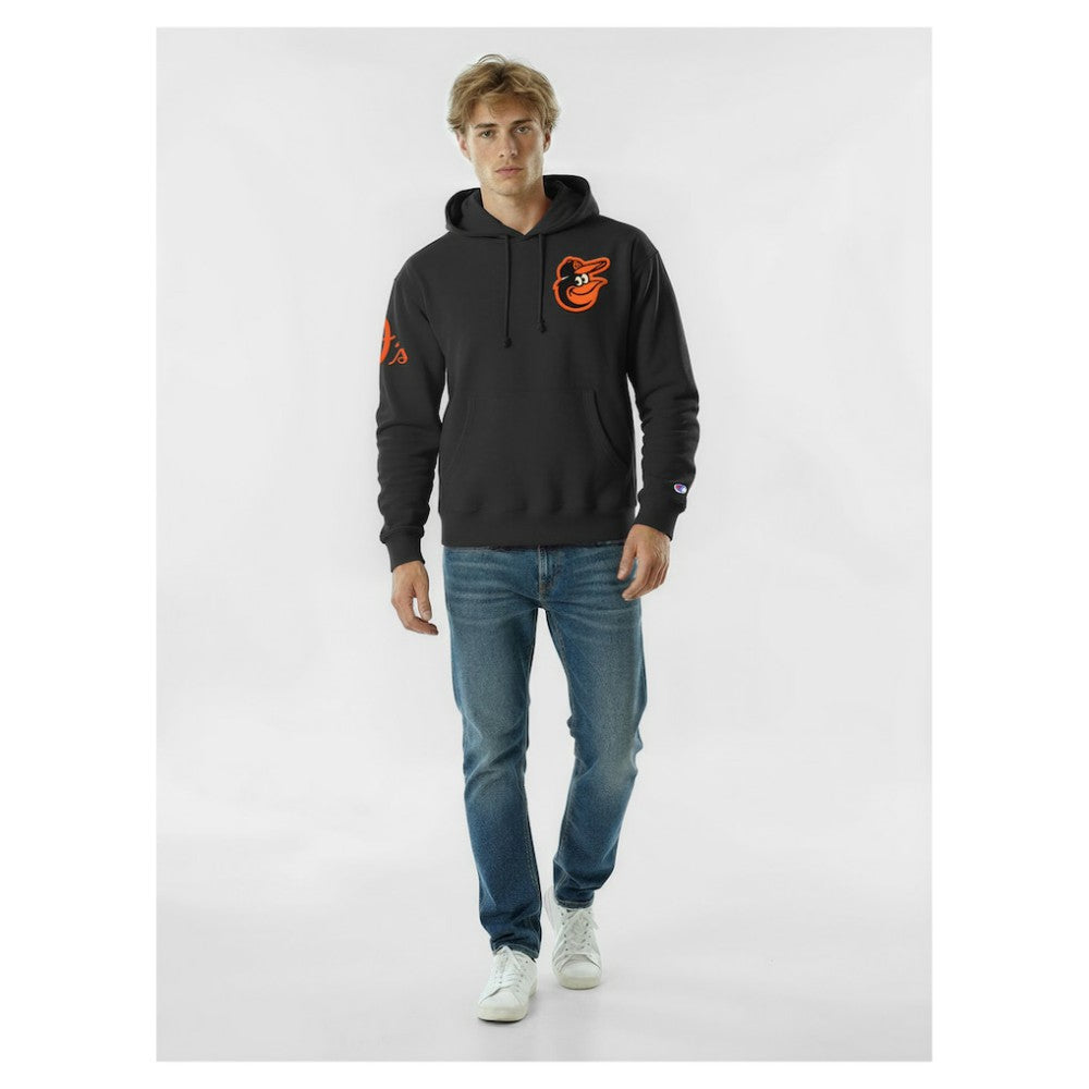 Black Baltimore Orioles Champion Reverse Weave Chenille Hoodie