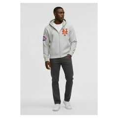Gray New York Mets Champion Reverse Weave Chenille Full-Zip Hoodie