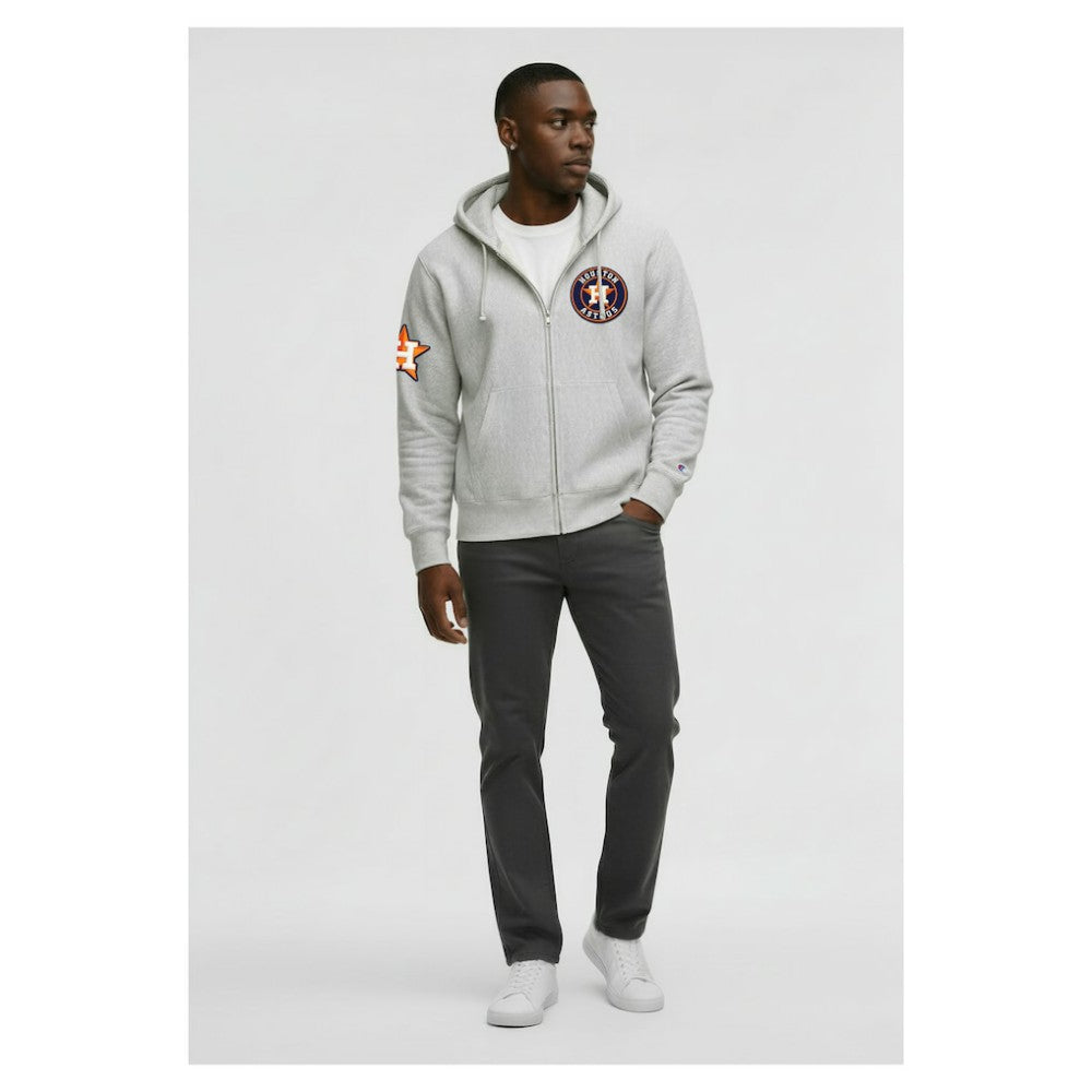 Gray Houston Astros Champion Reverse Weave Chenille Full-Zip Hoodie