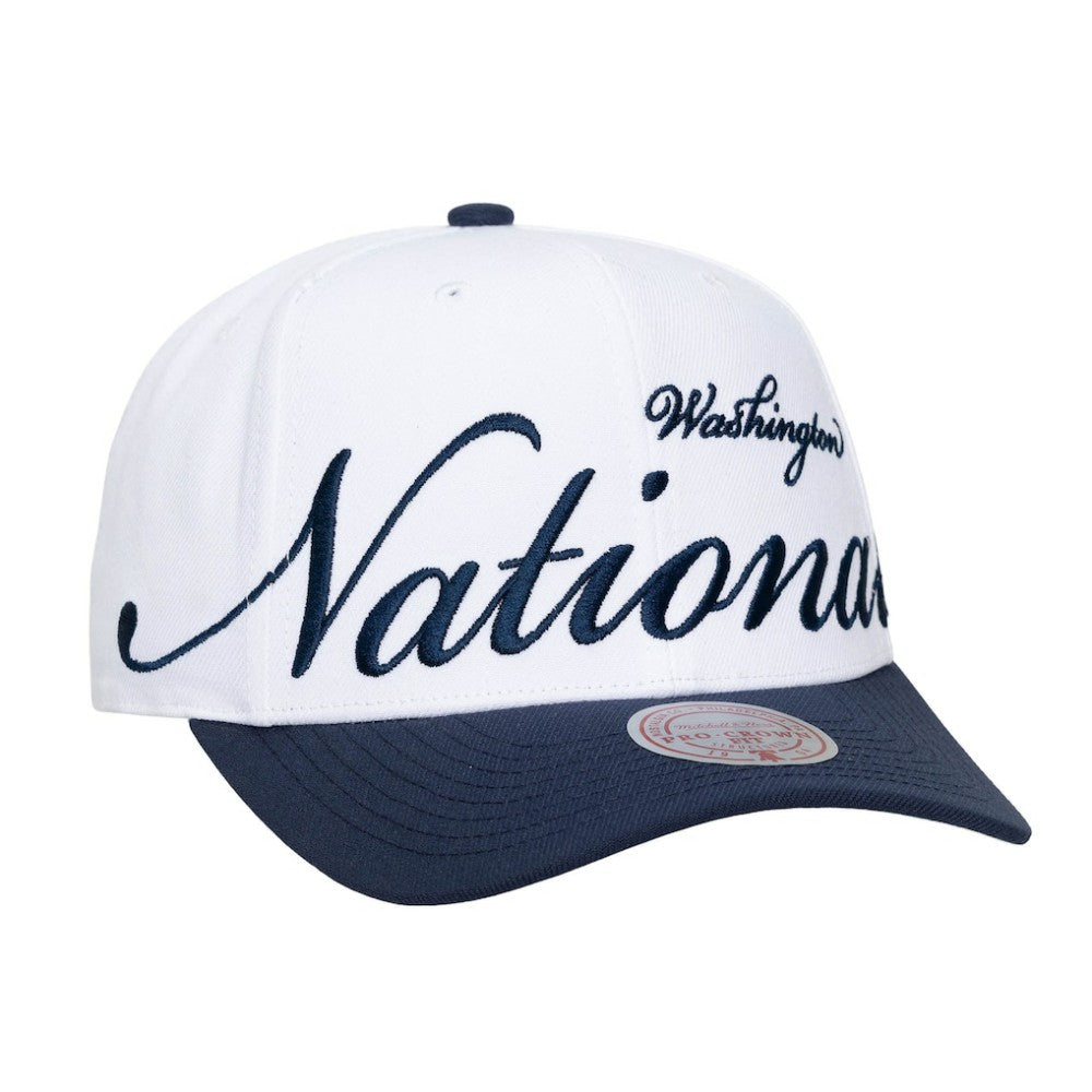 White/Navy Washington Nationals Mitchell & Ness Unisex XL Script Pro Crown Adjustable Hat