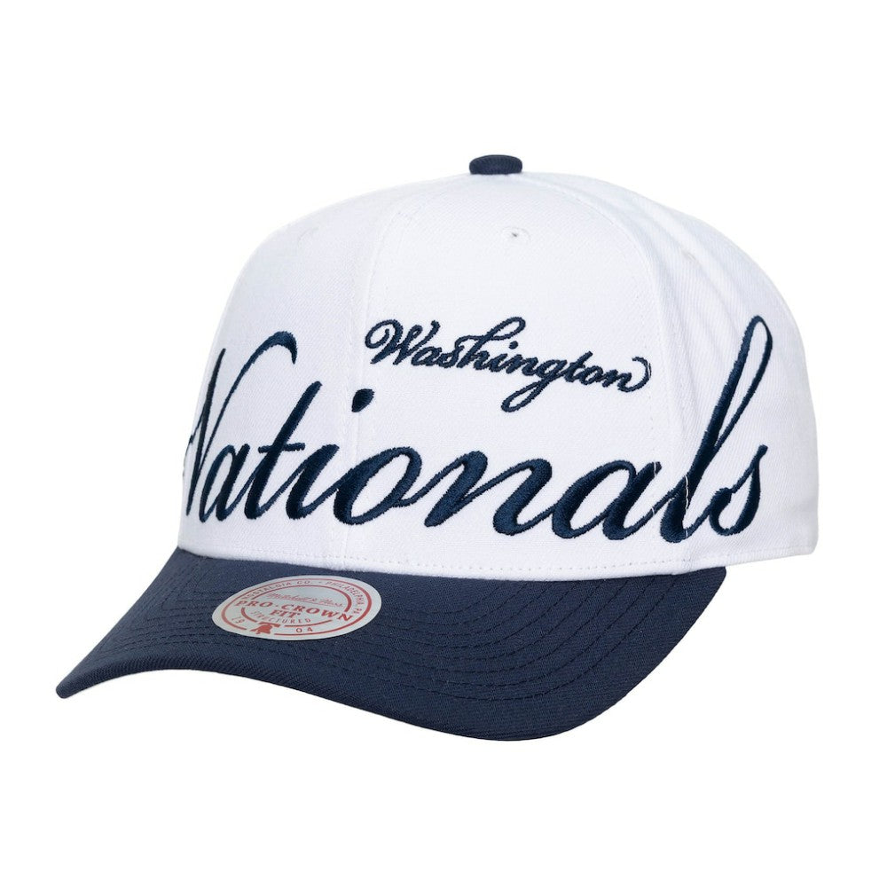 White/Navy Washington Nationals Mitchell & Ness Unisex XL Script Pro Crown Adjustable Hat