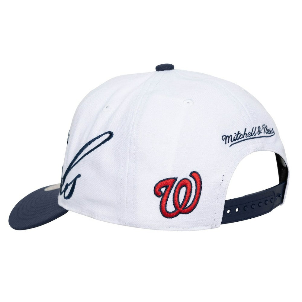 White/Navy Washington Nationals Mitchell & Ness Unisex XL Script Pro Crown Adjustable Hat