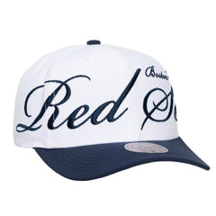 White/Navy Boston Red Sox Mitchell & Ness Unisex XL Script Pro Crown Snapback Hat
