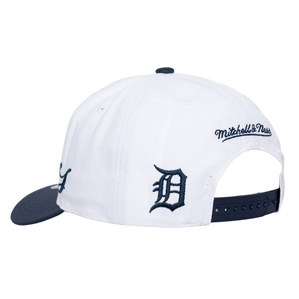 White/Navy Detroit Tigers Mitchell & Ness Unisex XL Script Pro Crown Snapback Hat