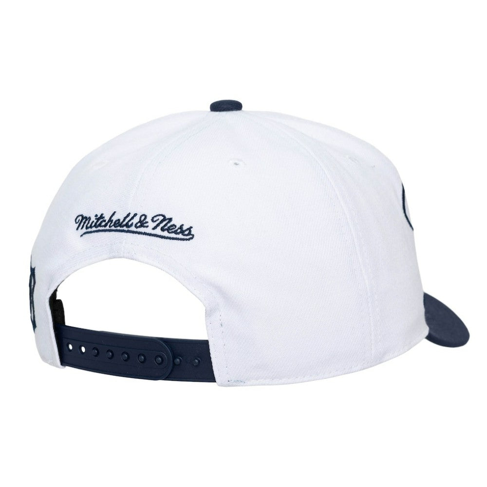 White/Navy Detroit Tigers Mitchell & Ness Unisex XL Script Pro Crown Snapback Hat