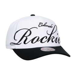 White/Black Colorado Rockies Mitchell & Ness Unisex XL Script Pro Crown Snapback Hat