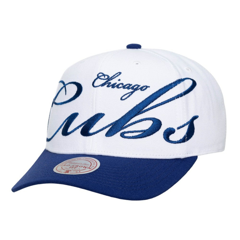 White/Royal Chicago Cubs Mitchell & Ness Unisex XL Script Pro Crown Snapback Hat