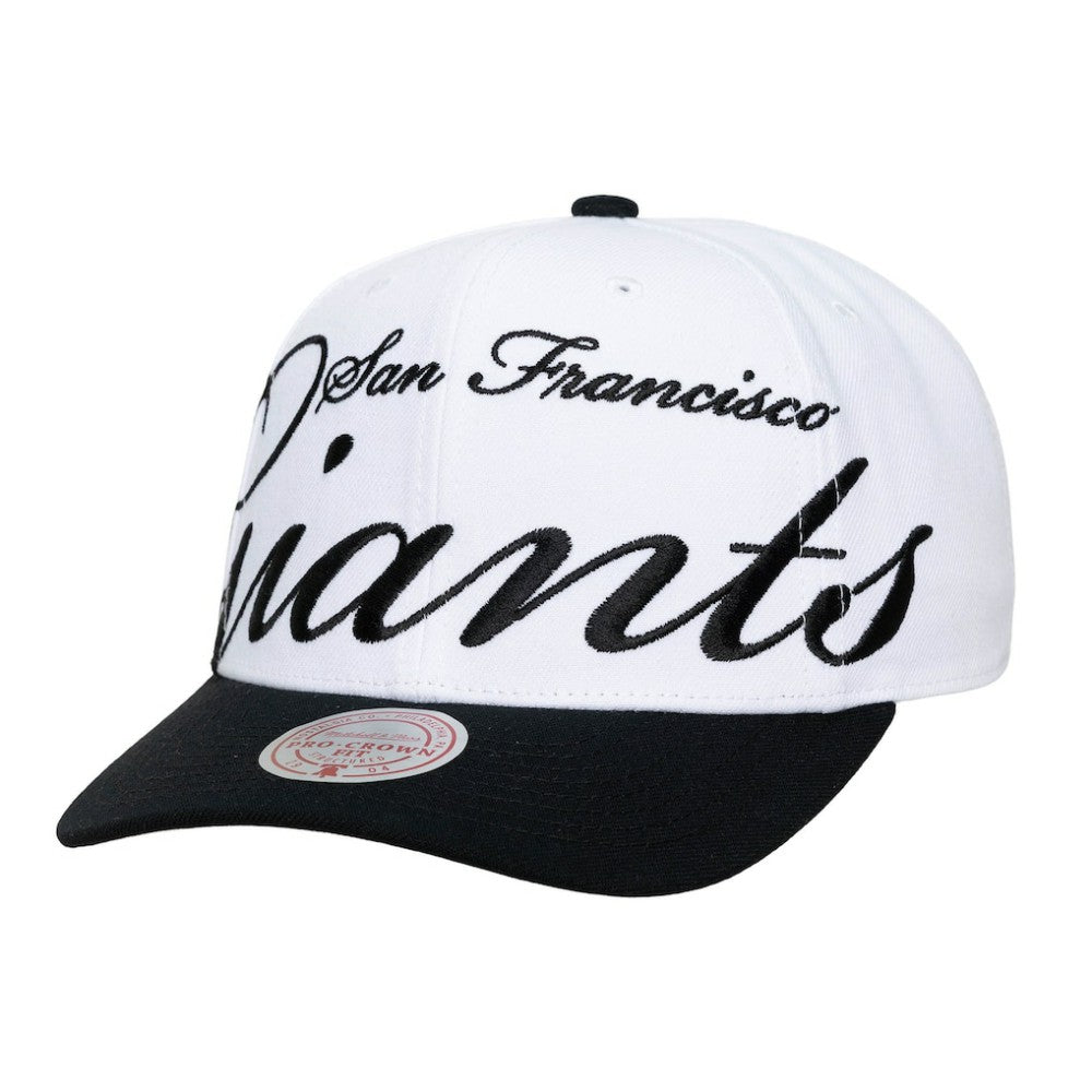White/Black San Francisco Giants Mitchell & Ness Unisex XL Script Pro Crown Adjustable Hat