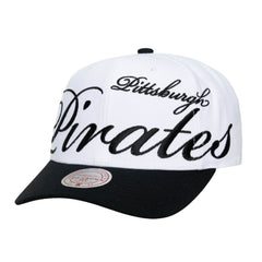 White/Black Pittsburgh Pirates Mitchell & Ness Unisex XL Script Pro Crown Adjustable Hat