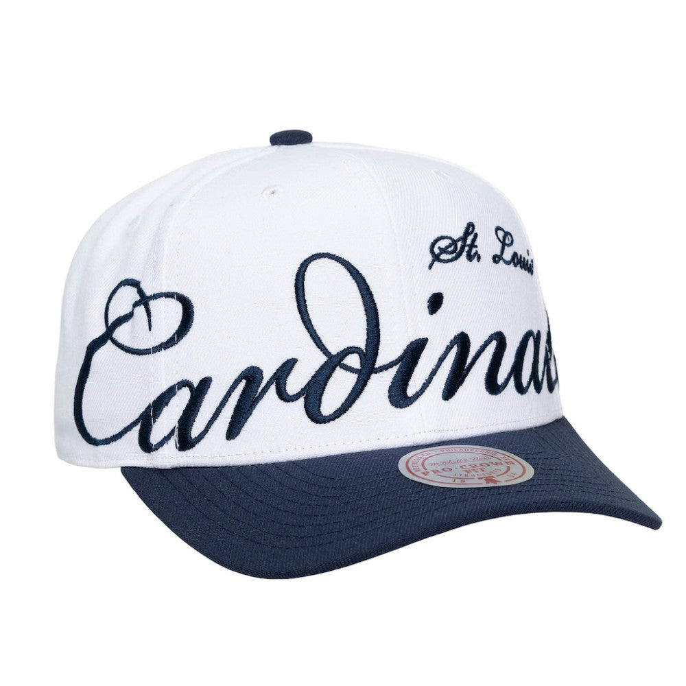White/Navy St. Louis Cardinals Mitchell & Ness Unisex XL Script Pro Crown Adjustable Hat