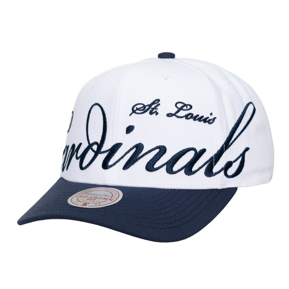 White/Navy St. Louis Cardinals Mitchell & Ness Unisex XL Script Pro Crown Adjustable Hat