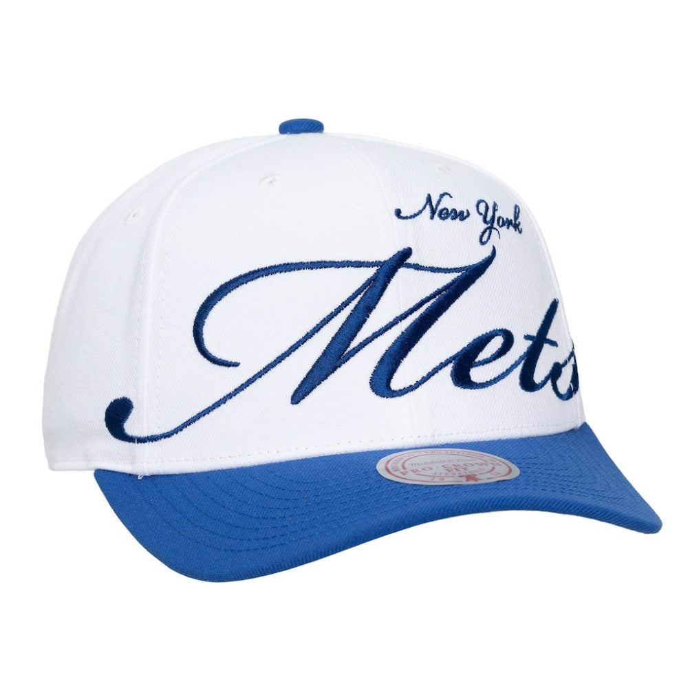 White/Royal New York Mets Mitchell & Ness Unisex XL Script Pro Crown Snapback Hat