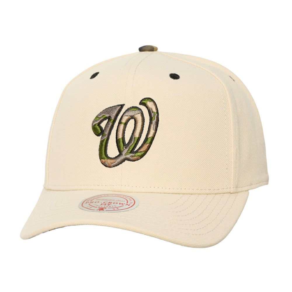 Cream Washington Nationals Mitchell & Ness Unisex Camo Logo Pro Crown Snapback Hat