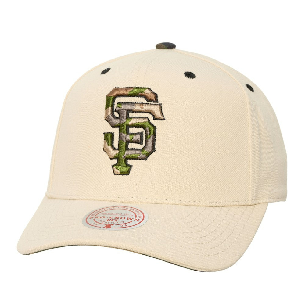 Cream San Francisco Giants Mitchell & Ness Unisex Camo Logo Pro Crown Snapback Hat