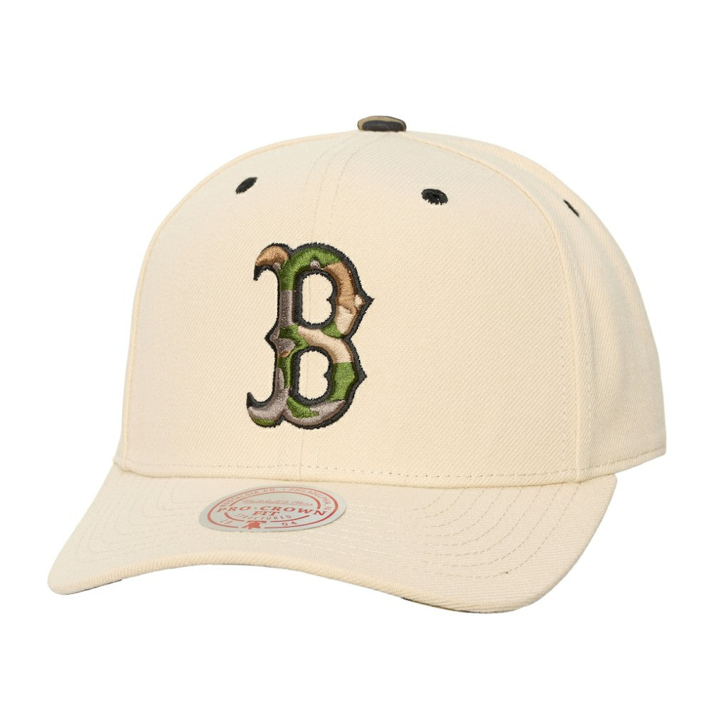 Cream Boston Red Sox Mitchell & Ness Unisex Camo Logo Pro Crown Snapback Hat