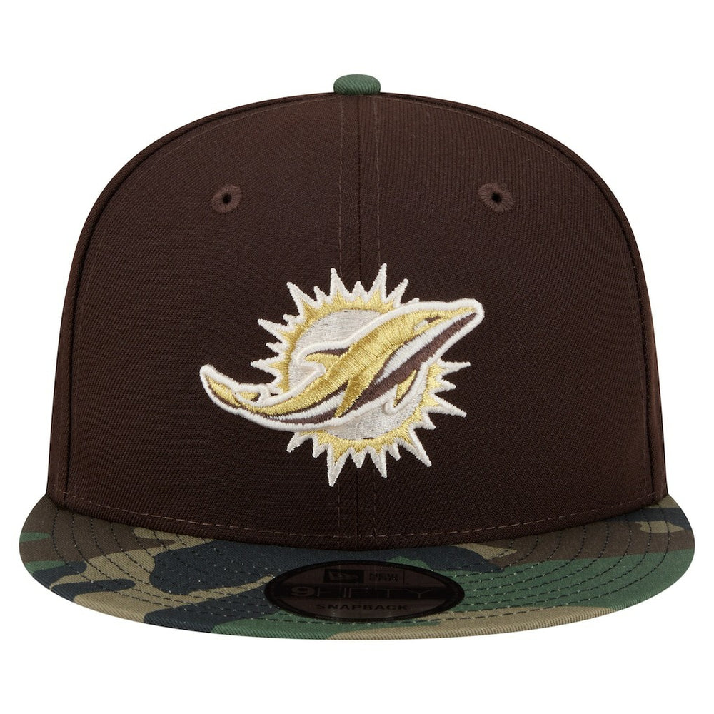 Adult Burnt Wood Camo 9FIFTY Snapback Hat - Miami Dolphins Hats