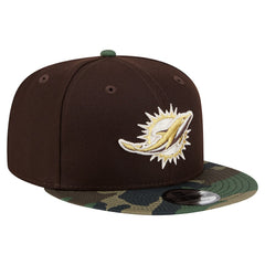 Adult Burnt Wood Camo 9FIFTY Snapback Hat - Miami Dolphins Hats