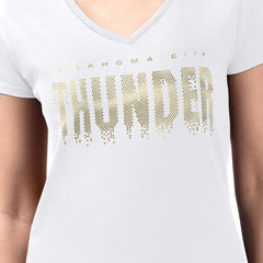 Oklahoma City Thunder G-III 4Her by Carl Banks Women's Super-Slim-Fit Metallic Drop Lightweight V-Neck T-Shirt