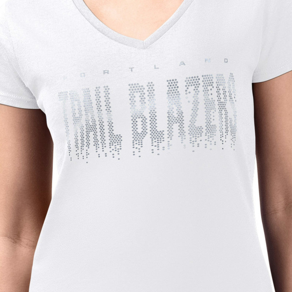 Portland Trail Blazers G-III 4Her by Carl Banks Women's Super-Slim-Fit Metallic Drop Lightweight V-Neck T-Shirt