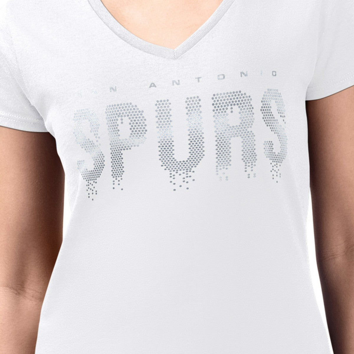 San Antonio Spurs G-III 4Her by Carl Banks Women's Super-Slim-Fit Metallic Drop Lightweight V-Neck T-Shirt