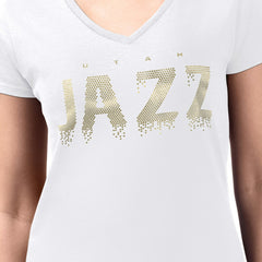 Utah Jazz G-III 4Her by Carl Banks Women's Super-Slim-Fit Metallic Drop Lightweight V-Neck T-Shirt
