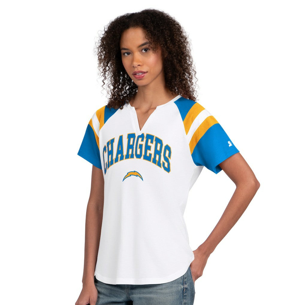 Starter Women's Game On Notch Neck T-Shirt - Los Angeles Chargers T-shirts