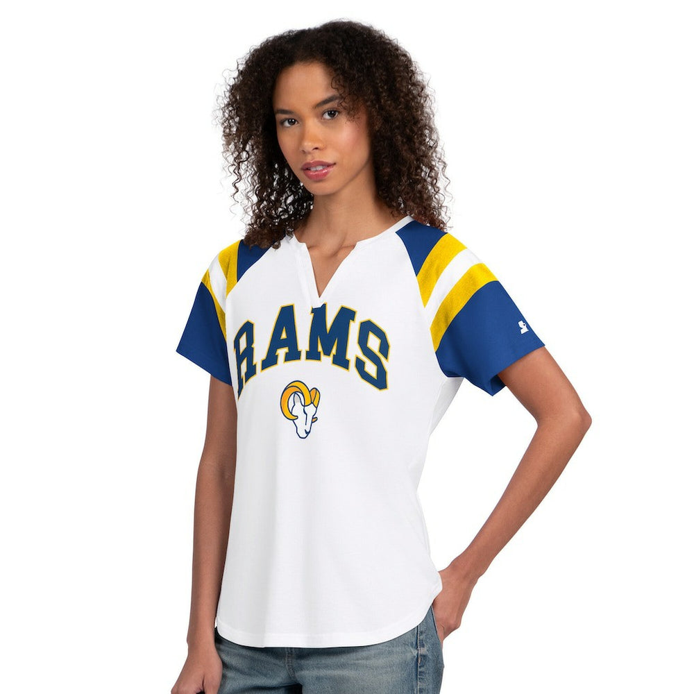 Starter Women's Game On Notch Neck T-Shirt - Los Angeles Rams T-shirts