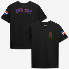 Black Boston Red Sox New Era Dominican Republic Country Flag T-Shirt