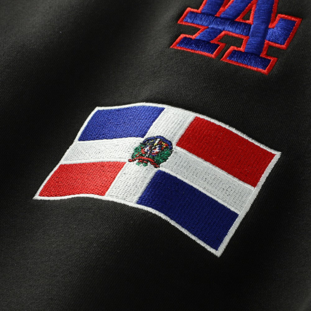 Black Los Angeles Dodgers New Era Dominican Republic Country Flag Hoodie