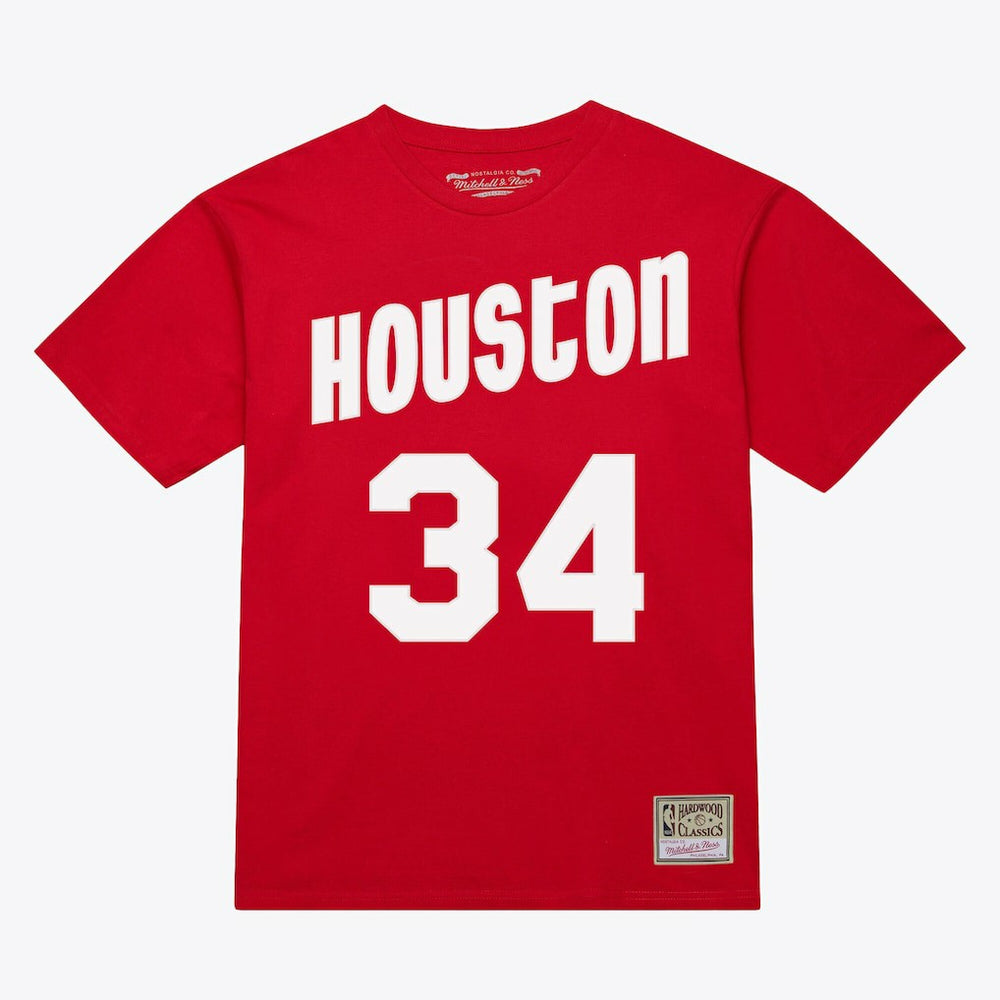 Mitchell & Ness Hakeem Olajuwon Houston Rockets Unisex Hardwood Classics Name & Number T-Shirt sale