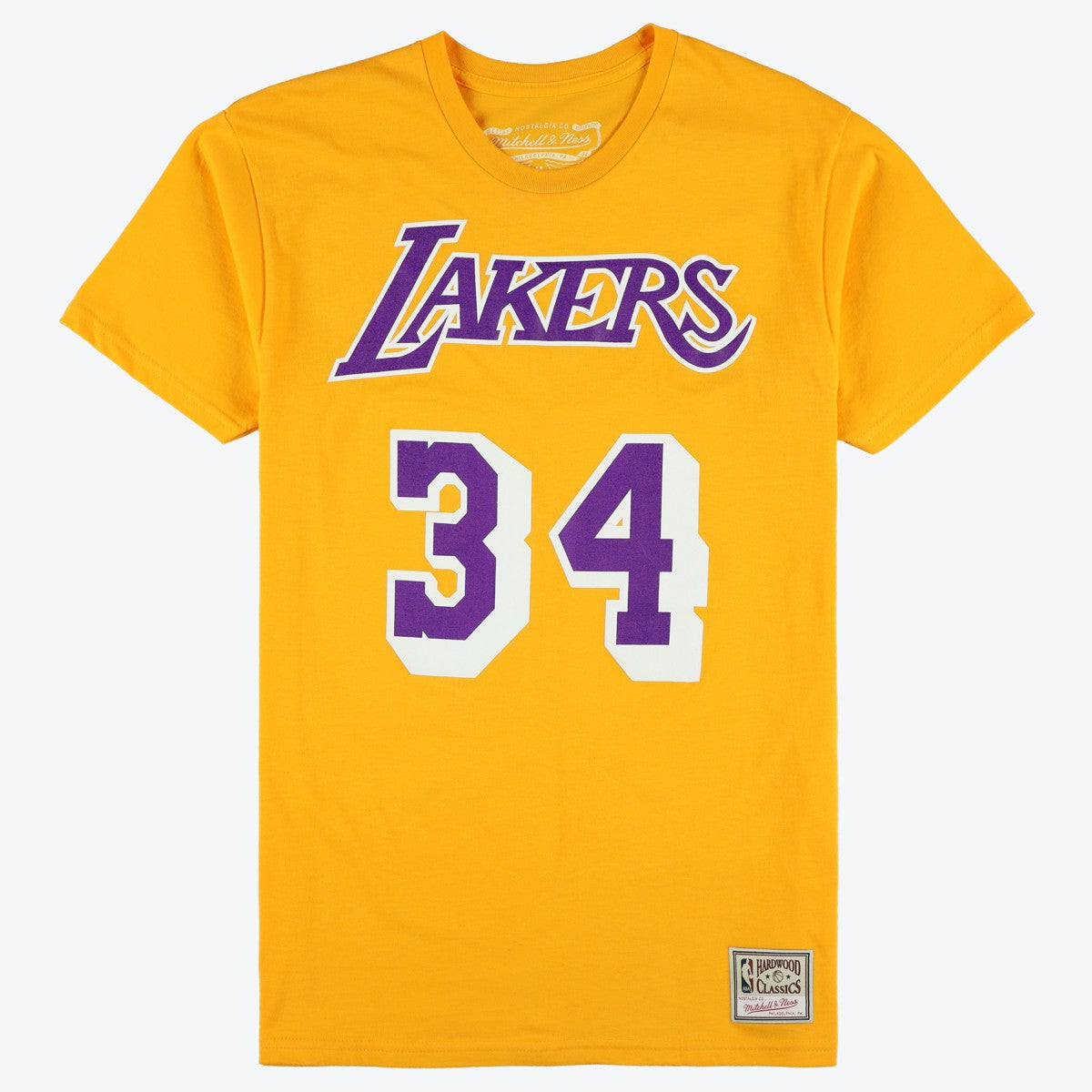 Mitchell & Ness Shaquille O'Neal Los Angeles Lakers Unisex Hardwood Classics Name & Number T-Shirt