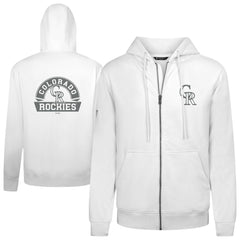 White Colorado Rockies Levelwear Podium Chenille Logo Full-Zip Hoodie