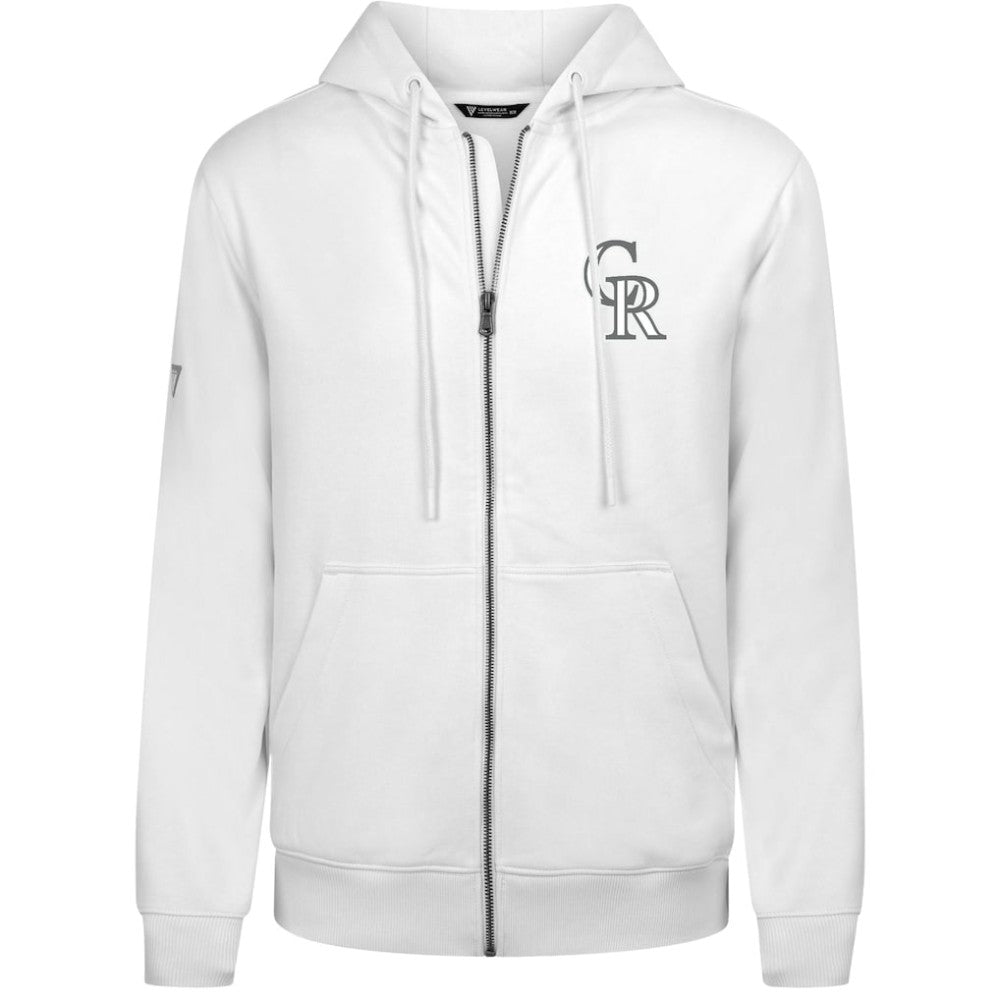 White Colorado Rockies Levelwear Podium Chenille Logo Full-Zip Hoodie
