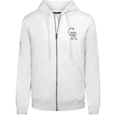 White Colorado Rockies Levelwear Podium Chenille Logo Full-Zip Hoodie