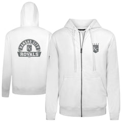White Kansas City Royals Levelwear Podium Chenille Logo Full-Zip Hoodie
