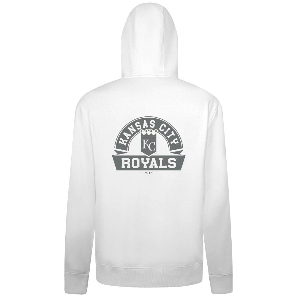 White Kansas City Royals Levelwear Podium Chenille Logo Full-Zip Hoodie