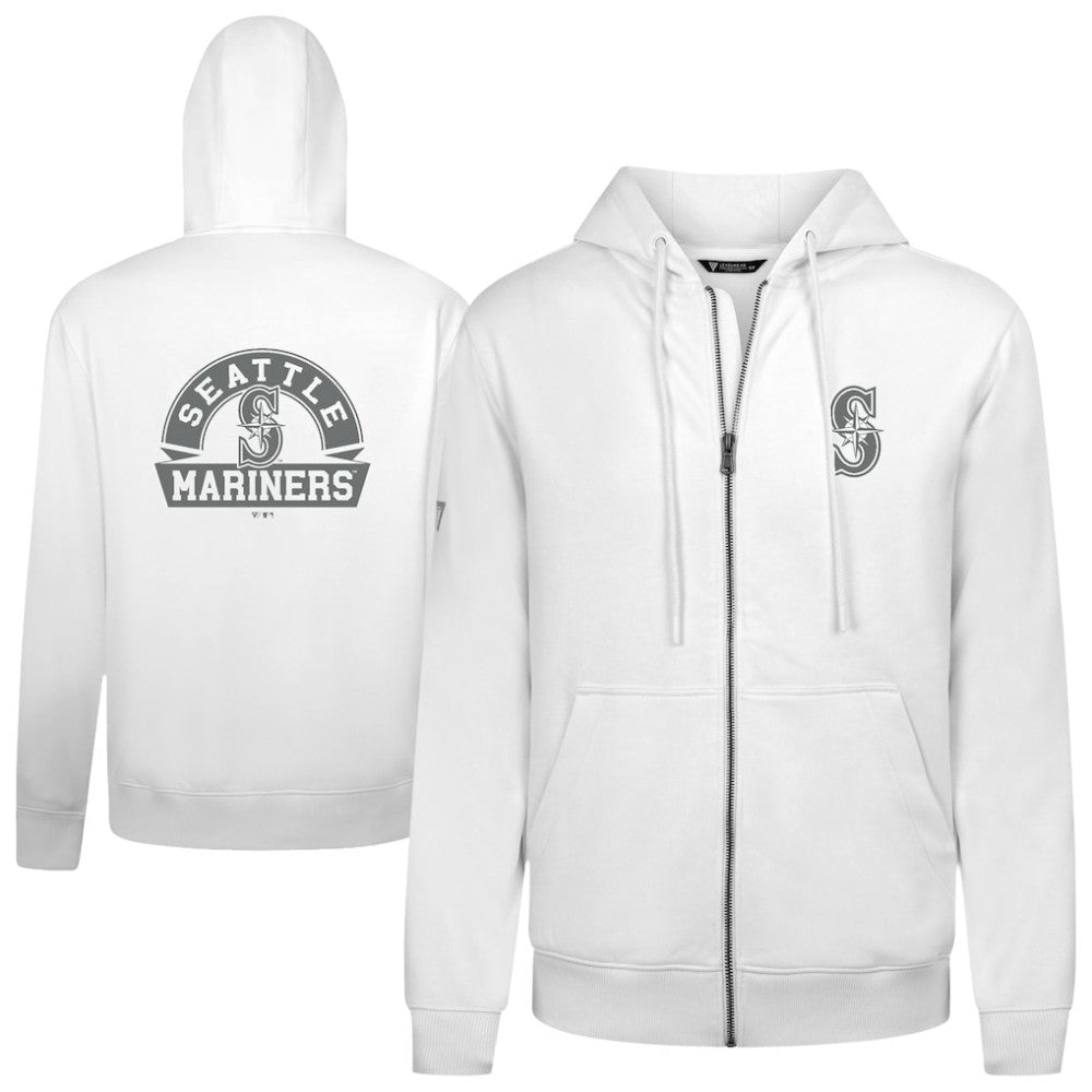 White Seattle Mariners Levelwear Podium Banner Arch Full-Zip Hoodie