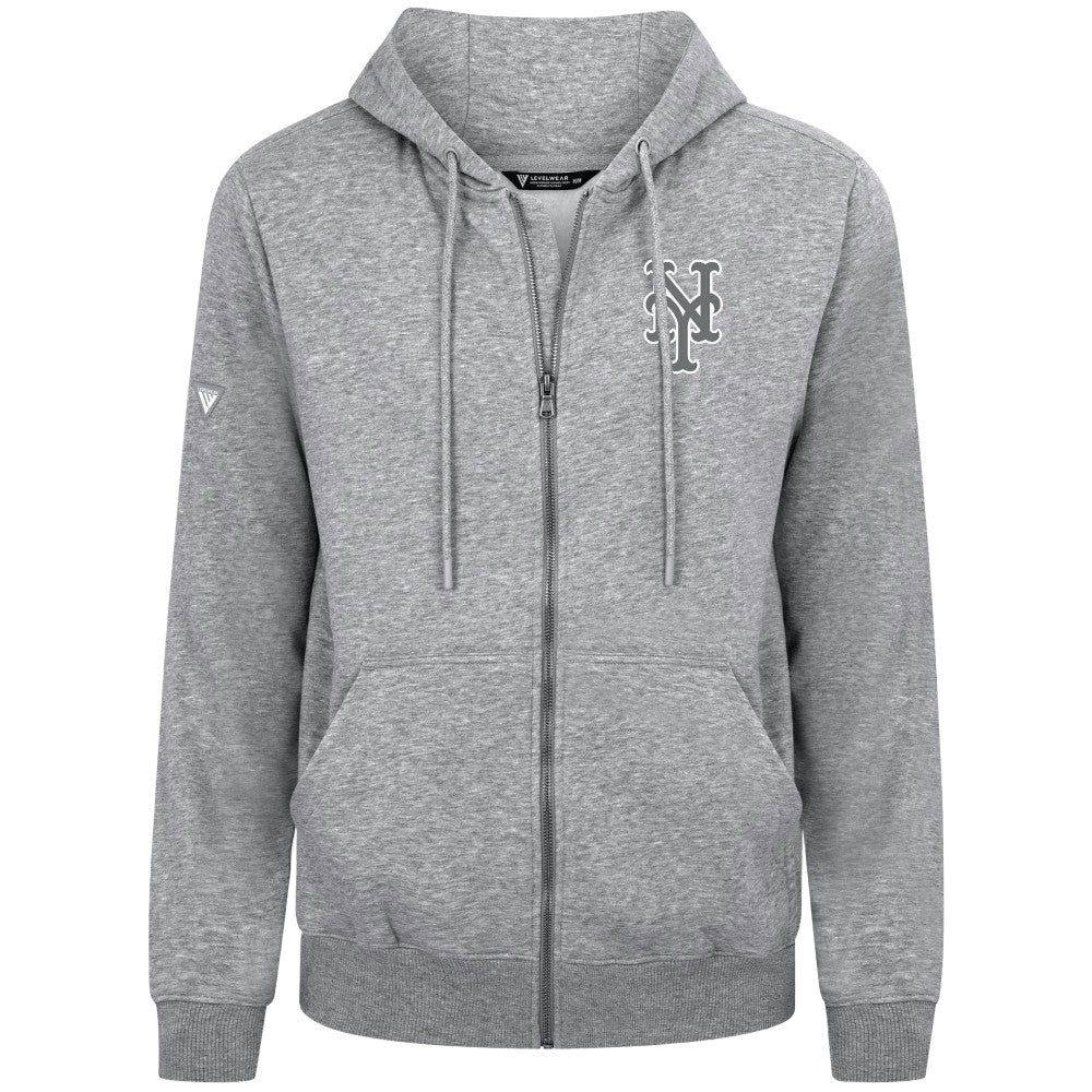 Heather Gray New York Mets Levelwear Podium Banner Arch Full-Zip Hoodie