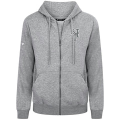 Heather Gray New York Mets Levelwear Podium Banner Arch Full-Zip Hoodie