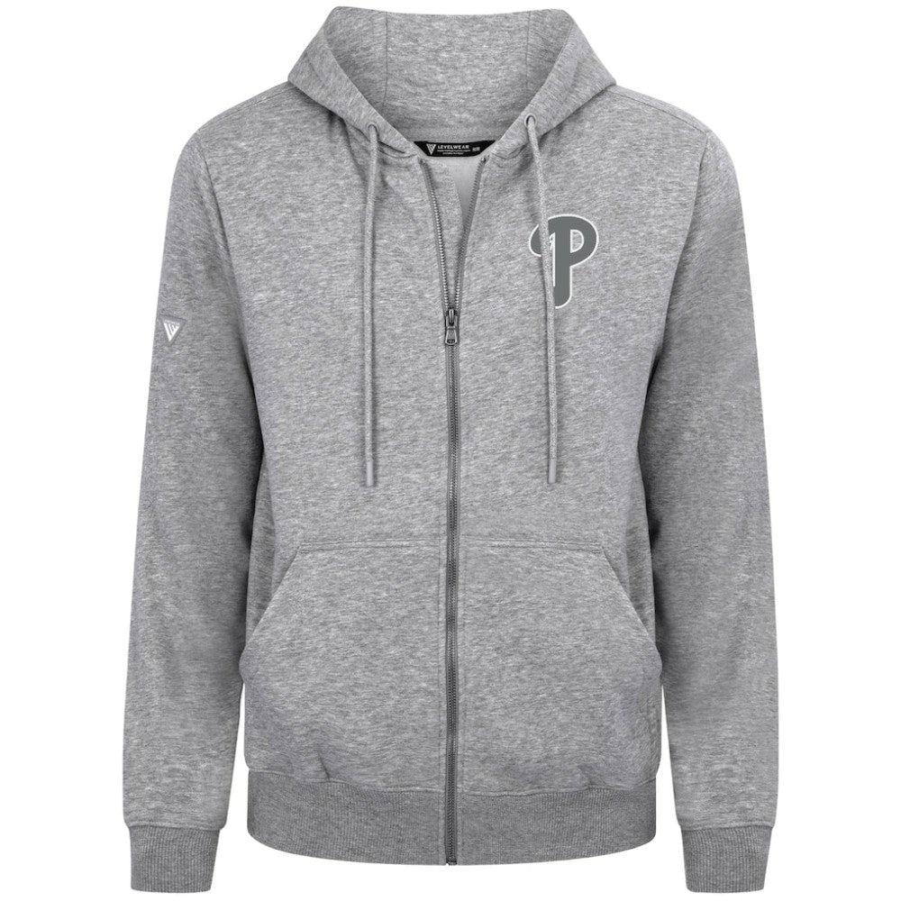 Heather Gray Philadelphia Phillies Levelwear Podium Banner Arch Full-Zip Hoodie
